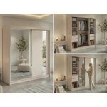 Szafa przesuwna GRECJA 200 - kaszmir z lustrem + 4 szuflady