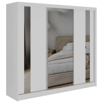 Szafa przesuwna GRECJA 240 cm - biały z lustrem + 4 szuflady
