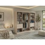 Szafa przesuwna GRECJA 240 cm - kaszmir z lustrem + 4 szuflady