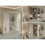 Szafa przesuwna GRECJA 240 cm - kaszmir z lustrem + 4 szuflady