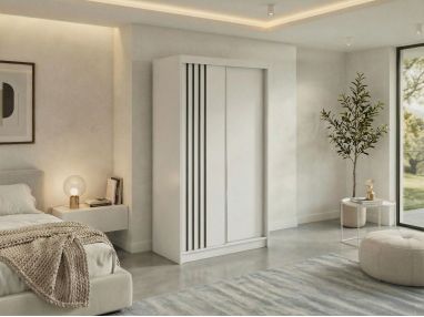 Szafa przesuwna NAURU 120 - biały z lamelami czarnymi