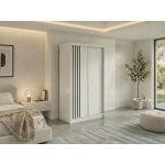 Szafa przesuwna NAURU 120 cm - biały z lamelami czarnymi