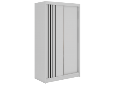 Szafa przesuwna NAURU 120 - biały z lamelami czarnymi