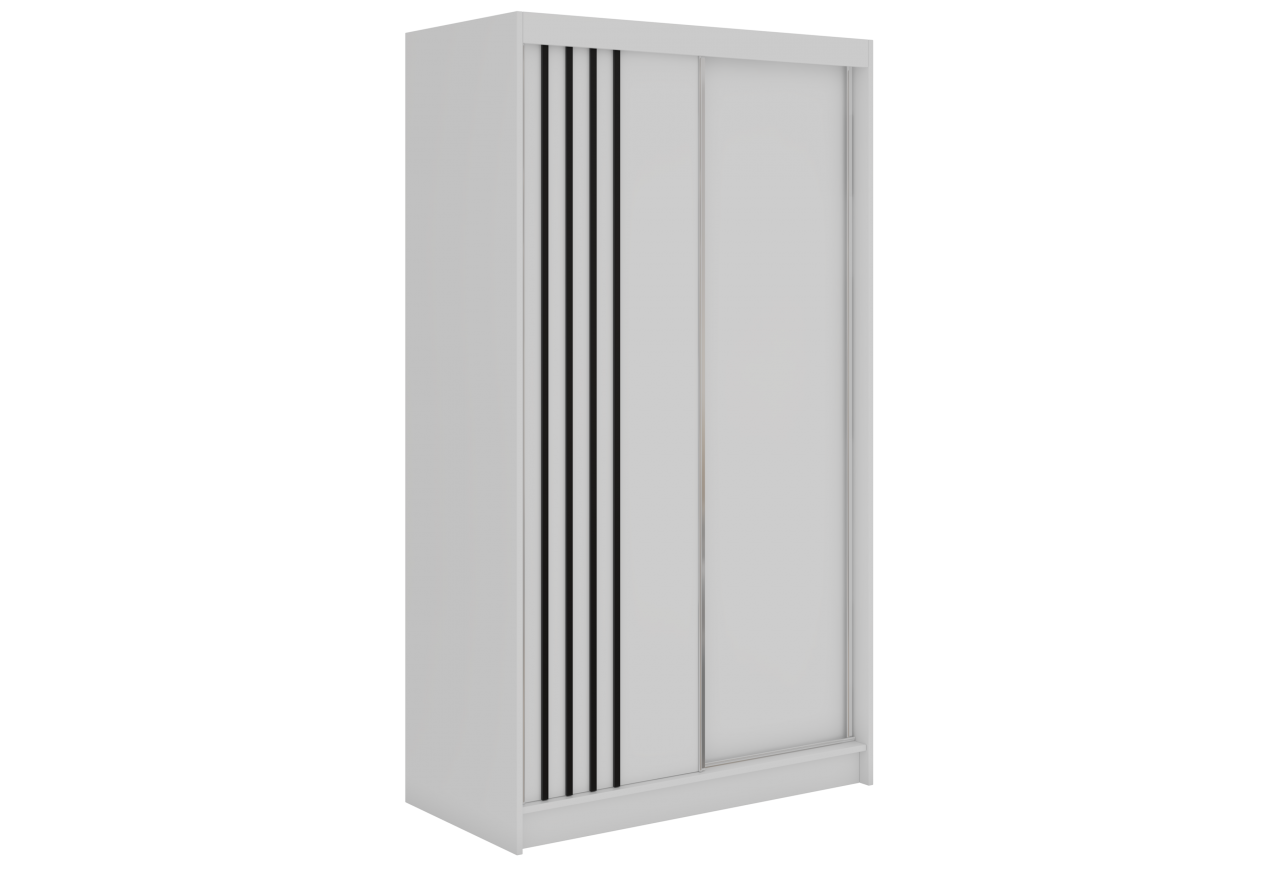 Szafa przesuwna NAURU 120 cm - biały z lamelami czarnymi