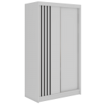 Szafa przesuwna NAURU 120 cm - biały z lamelami czarnymi