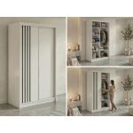 Szafa przesuwna NAURU 120 cm - biały z lamelami czarnymi