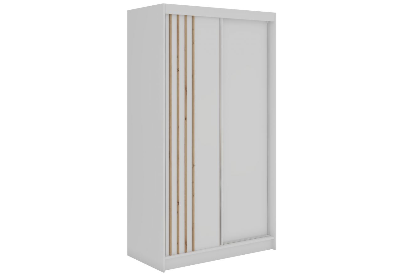 Szafa przesuwna NAURU 120 cm - biały z lamelami dąb aristan