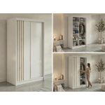 Szafa przesuwna NAURU 120 cm - biały z lamelami dąb aristan