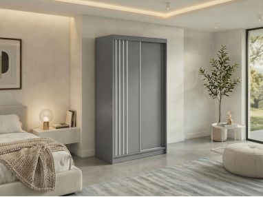 Szafa przesuwna NAURU 120 - szary z lamelami białymi