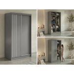 Szafa przesuwna NAURU 120 cm - szary z lamelami białymi