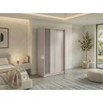 Szafa przesuwna NAURU 120 cm - kaszmir z lamelami czarnymi