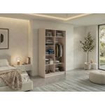 Szafa przesuwna NAURU 120 cm - kaszmir z lamelami czarnymi