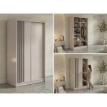 Szafa przesuwna NAURU 120 cm - kaszmir z lamelami czarnymi