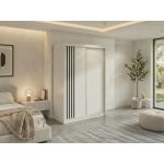 Szafa przesuwna NAURU 150 cm - biały z lamelami czarnymi