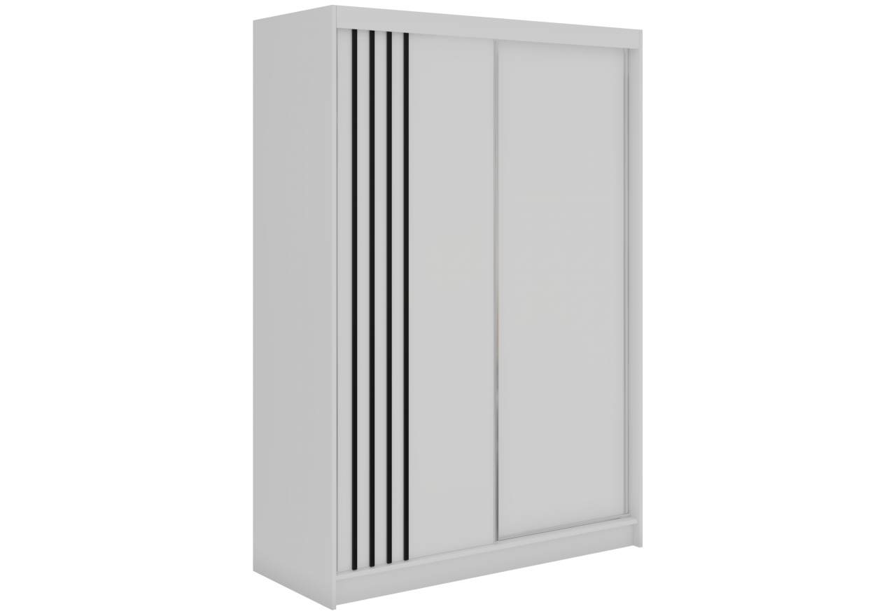 Szafa przesuwna NAURU 150 cm - biały z lamelami czarnymi