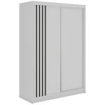 Szafa przesuwna NAURU 150 cm - biały z lamelami czarnymi