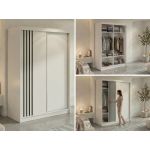 Szafa przesuwna NAURU 150 cm - biały z lamelami czarnymi