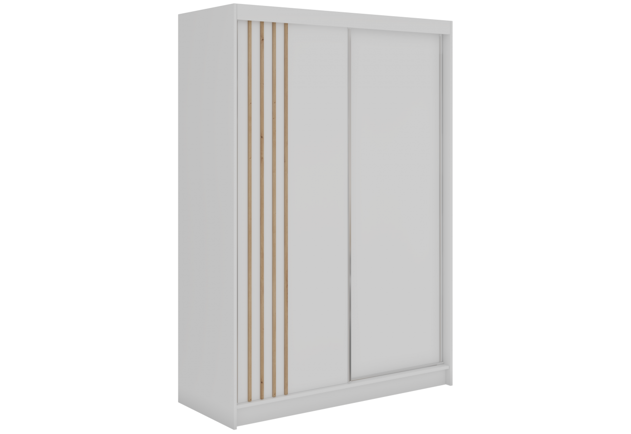 Szafa przesuwna NAURU 150 cm - biały z lamelami dąb aristan