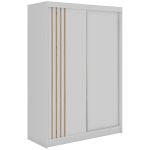 Szafa przesuwna NAURU 150 cm - biały z lamelami dąb aristan