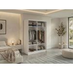 Szafa przesuwna NAURU 150 cm - biały z lamelami dąb aristan