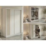 Szafa przesuwna NAURU 150 cm - biały z lamelami dąb aristan