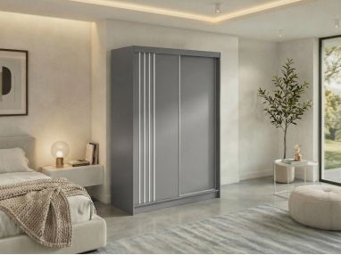 Szafa przesuwna NAURU 150 - szary z lamelami białymi