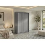 Szafa przesuwna NAURU 150 cm - szary z lamelami białymi