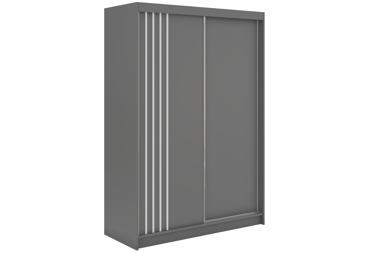 Szafa przesuwna NAURU 150 cm - szary z lamelami białymi