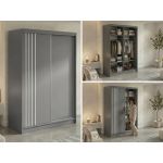 Szafa przesuwna NAURU 150 cm - szary z lamelami białymi