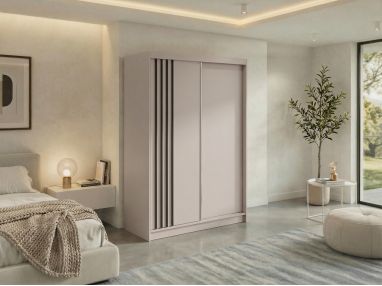 Szafa przesuwna NAURU 150 - kaszmir z lamelami czarnymi