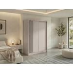 Szafa przesuwna NAURU 150 cm - kaszmir z lamelami czarnymi