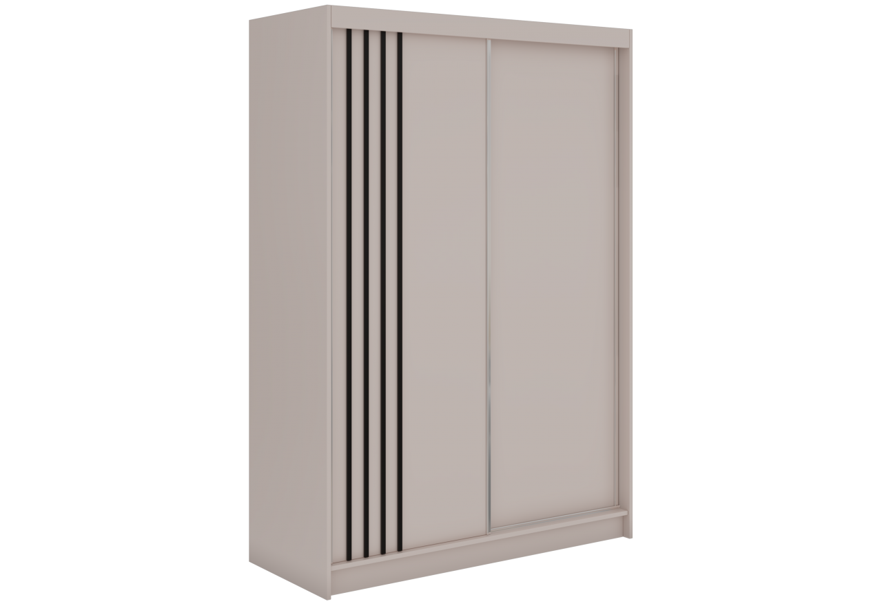 Szafa przesuwna NAURU 150 cm - kaszmir z lamelami czarnymi