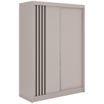 Szafa przesuwna NAURU 150 cm - kaszmir z lamelami czarnymi