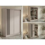 Szafa przesuwna NAURU 150 cm - kaszmir z lamelami czarnymi