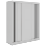 Szafa przesuwna NAURU 180 cm - biały z lamelami czarnymi + 2 szuflady