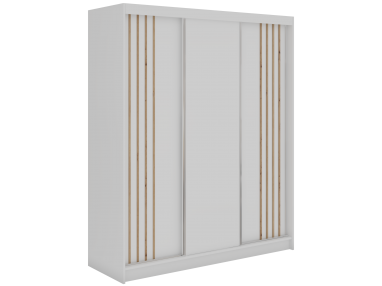 Szafa przesuwna NAURU 180 - biały z lamelami dąb aristan + 2 szuflady