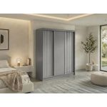 Szafa przesuwna NAURU 180 cm - szary z lamelami białymi + 2 szuflady