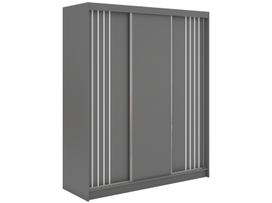 Szafa przesuwna NAURU 180 - szary z lamelami białymi + 2 szuflady