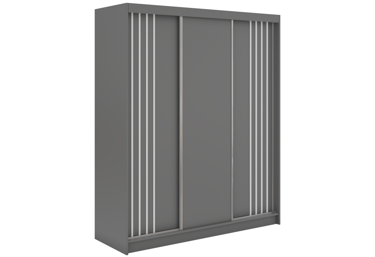 Szafa przesuwna NAURU 180 cm - szary z lamelami białymi + 2 szuflady