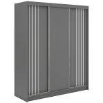 Szafa przesuwna NAURU 180 cm - szary z lamelami białymi + 2 szuflady