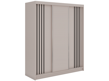 Szafa przesuwna NAURU 180 - kaszmir z lamelami czarnymi + 2 szuflady