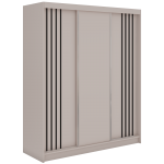 Szafa przesuwna NAURU 180 cm - kaszmir z lamelami czarnymi + 2 szuflady