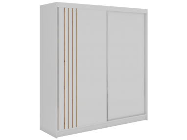 Szafa przesuwna NAURU 200 - biały z lamelami dąb aristan