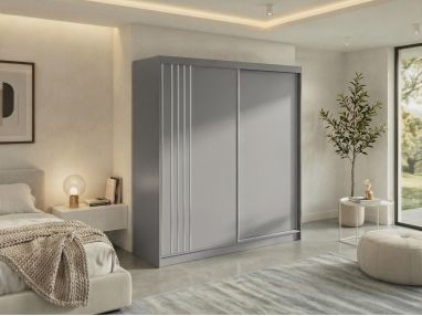 Szafa przesuwna NAURU 200 - szary z lamelami białymi