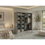 Szafa przesuwna NAURU 200 - szary z lamelami białymi