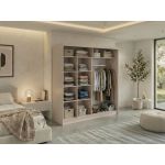 Szafa przesuwna NAURU 200 - kaszmir z lamelami czarnymi