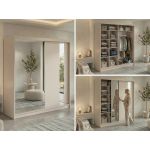 Szafa przesuwna NAURU 200 - kaszmir z lamelami czarnymi