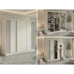 Szafa przesuwna NAURU 240 cm - biały z lamelami czarnymi