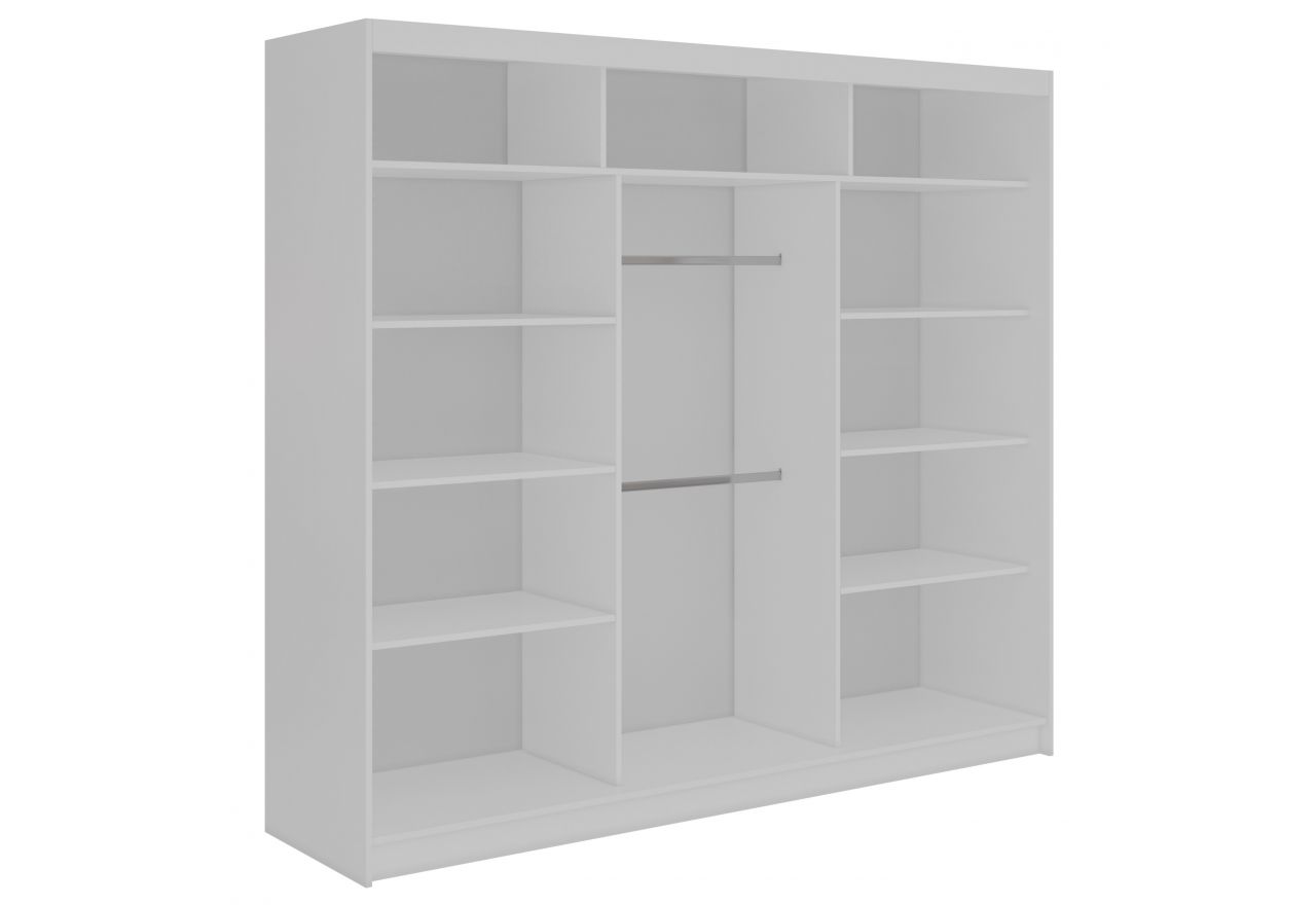 Szafa przesuwna NAURU 240 cm - biały z lamelami czarnymi