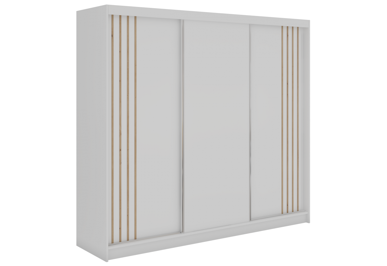 Szafa przesuwna NAURU 240 cm - biały z lamelami dąb aristan